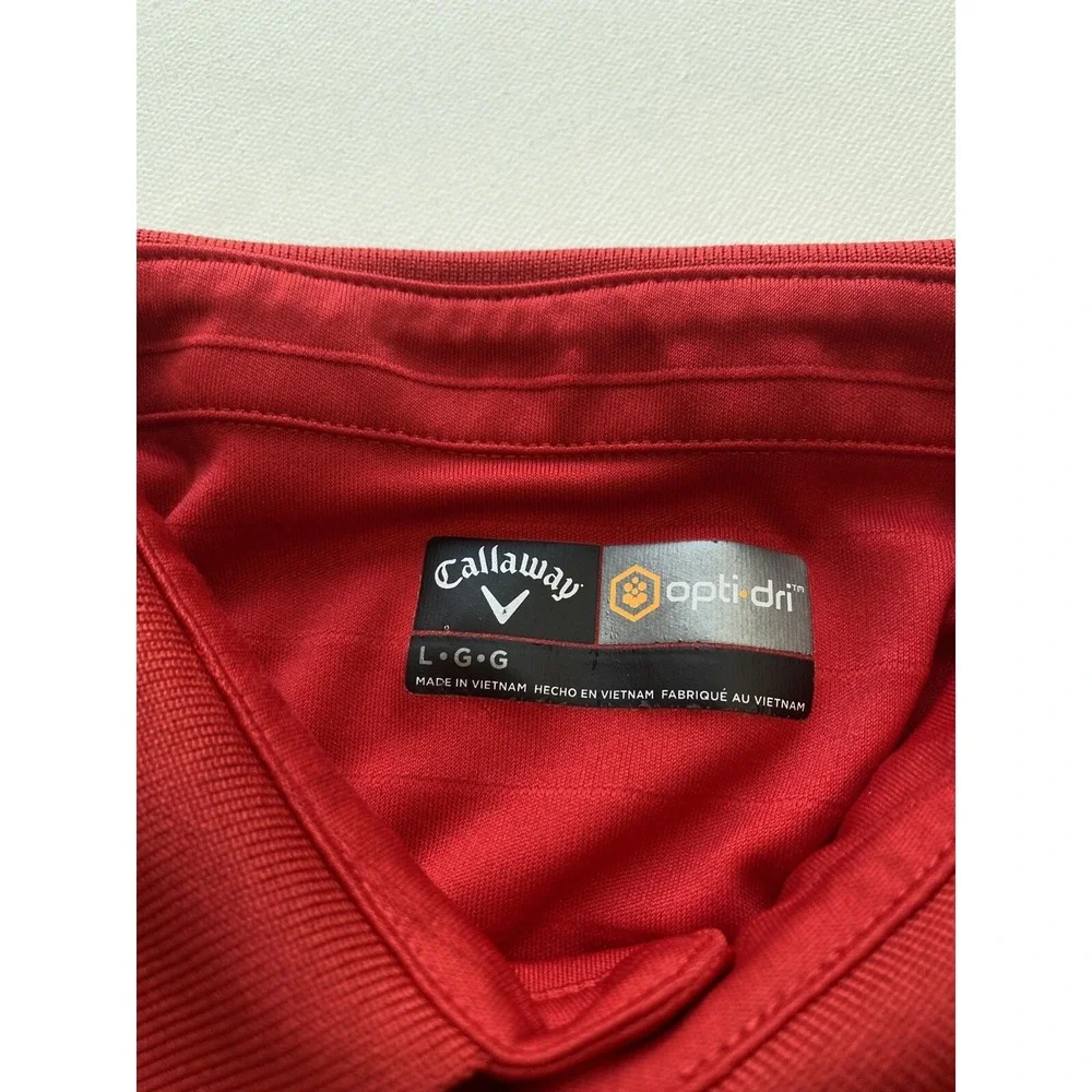 Callaway Opti Dri Golf Polo Shirt Mens Large Red striped Performance Logo Golfer